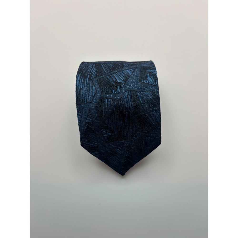 Envoy Limited Edition Mens Necktie Navy Teal Blue Geometric Abstract Woven Tie